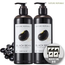 네이처리퍼블릭 블랙빈 520ml 대용량 샴푸 2개+10ml 파우치 5매, 단일옵션PK1115