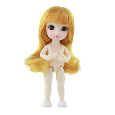 Zeyuan 가발을 가진 16cm 미니 인형과 13 개의 움직일 수있는 조인트-아이들을위한 사랑스러운 6.3 인치 소녀 인형 놀이, 플라스틱, 옐로우