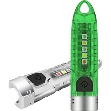 보루이트 V1 미니 강력한 EDC 손전등 초밝은 400루멘UV 레드 블루 라이트 포함 소형 충전식 LED 열쇠고리 12 모드 USB C IPX6 비상 생존등, Fluorescent_V1, 1개