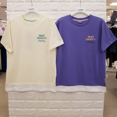 [에꼴리에] 21년 여름신상품! ** 세일** *2가지 색상* 가성비 좋은 주니어 여아용 멋스럽고 편안하며 단정하면서 세련되고 시원한 4부 칼라 레터링 레이어드 반팔티셔츠 리뷰후기