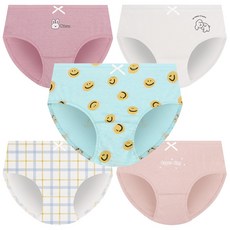 무형광 순면 여아 팬티 5매입 부드러운 면 여아용 속옷