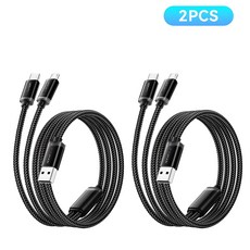 Essager 2in1 A to C타입/마이크로5핀 멀티 고속충전 케이블, 2개, 블랙, 1.2m
