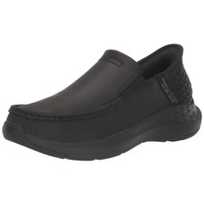 Skechers 남성용 Parson Oswin 슬립온, 9.5, 블랙, 블랙