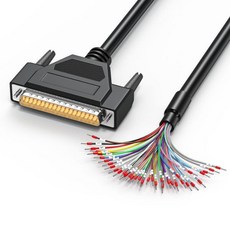 DB37 케이블 마커가 있는 수컷 맨 와이어 26AWG 3.3FT D-SUB 37-핀 커넥터와 단자가 싱글 엔드 배선 멀티코어 37 모두 제공 블랙, Male, 1개
