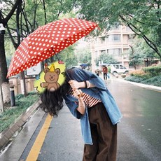 물방울도트무늬우산 긴손잡이경량데이트데일리러블리, 황백색 물방울 6본, 1개