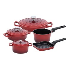  도무스 다이캐스팅 인덕션 미니 유럽감성 주물냄비 5종세트 1인용냄비 혼밥, 도도 주물냄비 편수+양수+전골+그릴팬 