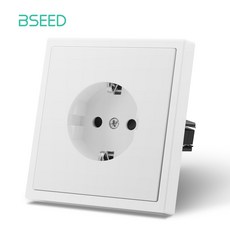 호환 BSEED 대형 단추 스위치 LED 표시등 포함 양방향 벽 조명 USB 전화 충전 포트 전원 EU 소켓 화이트 E 시리즈, [01] Single Socket, 1개