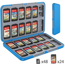 Switch 게임 카드케이스 24매 switch 게임 카드케이스 스위치 전용 게임 카드수납케이스 (blue) ...