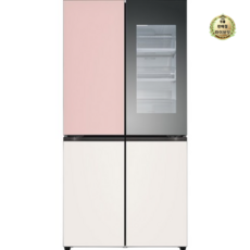 [색상선택형] LG 디오스 오브제컬렉션 노크온 매직스페이스 양문형 4도어 냉장고 방문설치, 핑크 + 베이지, M874GPB451S