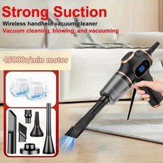 벨리바이 휴대용 진공 청소기 - 코드리스 고속 45 000 RPM 모터 2-in-1 흡입 및 송풍 다기능 가정 자동차 충전식 USB 2000mAh 리튬 배터리 틈새 툴 천 필터가