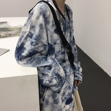 저렴한 여성의류 봄가을 계절 커플 룩 아우터 초 옷을 걸치다 홀치기염색 와이드 루즈핏 긴 소매 티셔츠