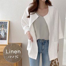 아티젠 루즈핏 노카라 린넨 자켓