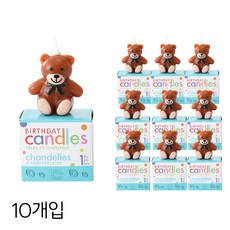 씨앤초이스 리본 곰돌이 생일초 귀여운 파티베어 케이크픽 캔들, 10개, 40g, 무향