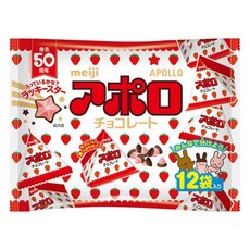 Meiji 메이지 아폴로 초콜릿 봉지 12봉입 초코볼 딸기초콜릿+밀크초콜릿12봉입 총24봉입, 1개, 132g