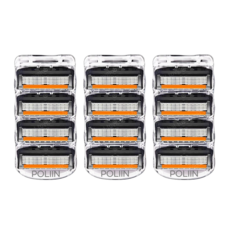 POLIIN 호환 질레트 면도날 5중날 퓨전 프로글라이드 신형 (Black+Orange), 3개, 4개입
