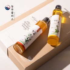 농부플러스 국산 냉압착 생들기름+저온착유 참기름 180ml 2병 선물세트, 2개