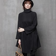 하루메이비 A42 A라인 기모 포켓 터틀넥 니트 원피스