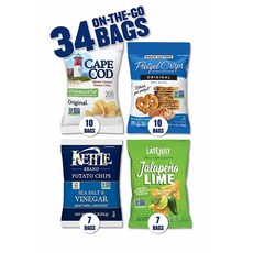 Snack Variety Pack with Kettle Brand and Cape Cod Potato Chips Late July Tortilla Chips Factory Pretzel Crisps 34 Count, One Color, One Size
