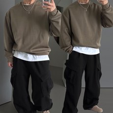 빠델 데일리 양털 기모 절개 오버핏 맨투맨