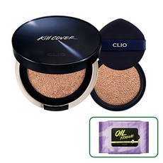 [NEW] 클리오 킬커버 파운웨어 쿠션 올뉴 기획 [본품+리필구성]+(증정)클렌징오일티슈 5매, 002 란제리