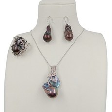 흑진주목걸이반지셋트