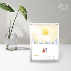 2021년 아크릴 캘린더 달력 A4 / 이쁜달력 DlY 카렌다 탁상용 카렌더 맞춤달력 주문 제작 디자인 소량 감성 포토 캘린더, 03 월간 일러스트 세로형