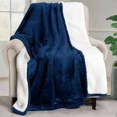 Utopia Bedding 셰르파 담요 킹 사이즈 (포레스트 그린 228.6x259.1cm(90x102인치)) - 침대 소파 카우치 캠핑 및 여행용 부드럽고 가벼운 플러, 1, Throw, 네이비