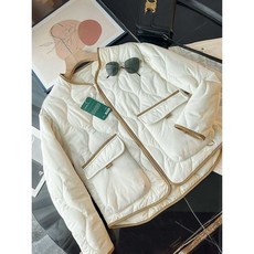 여성용 경량패딩 퀼팅 누빔 점퍼 가을 겨울 자켓 s2 s18, 1개, 오프 화이트
