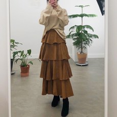 런던데이지 캉캉 스웨이드 가을 겨울 여성 롱 치마 스커트