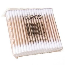 Landege 100pcs Wooden Stick Cotton Swabs Double Tipped Hygienic Cotton Stick Swab, White, 8.00X7.50X2.30CM - 스틱스왑