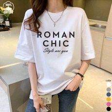 스타일아유 Roan chic 레터링 면 오버핏 여성용 롱티 자체제작 반팔티 빅사이즈 반팔 티셔츠[AYG6TS374A] 리뷰후기