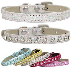 1 Pcs 소형견 칼라 크리스탈 Bling 큐빅 Pu 가죽 강아지 고양이 칼라 하네스, 상세내용참조, 상세내용참조