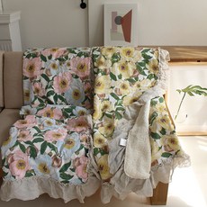  누안누안 플라워 린넨 롱프릴 양털 극세사 담요 블랭킷 