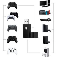 AKNES 굴리킷 고쿠 USB 무선 컨트롤러 어댑터 Xbox Series X|S 및 One 컨트롤러용 동글블루투스 버전 스위치 프로 PS4 PS5 One시리즈 X|SPS4스위치