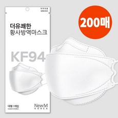 뉴엠코리아 KF94 더유쾌한 3D 4중 황사방역마스크 더상쾌한 개별포장 대형 200매 화이트, 200개