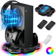 13 RGB 라이트 모드가 포함된 Xbox 시리즈 S용 냉각 스탠드 컨트롤러 충전 스테이션 S 액세서리용 21400mAh 충전, 검정색, 1개
