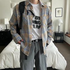 [당일출고] 남녀공용 오버핏 얇은 사계절 데일리 체크 셔츠 남방 3컬러