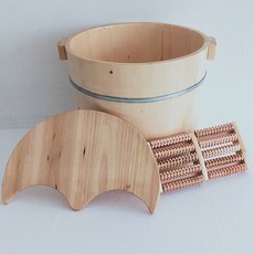 히노끼 족욕 편백나무 발족욕기 대야 바스켓 발통 찜질, 1세트, 소나무 30CM 뚜껑 마사지 배럴
