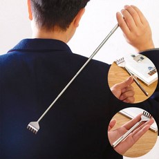 5단 접이식 휴대용 스테인리스 효자손, 실버, 2개