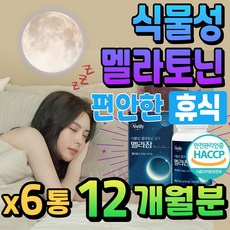 식물성 멜라토닌 꿀잠 푹잠 휴식 식약처 해썹 인증 메라토닌 L 테아닌 엘테아닌 40대 직장인 50대 중년 부모님 60대 노인 천연 멜라토닌 숙면 트립토판 Melatonin 락티움, 6개, 60회분