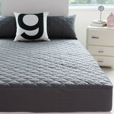 바숨 순면누빔 침대 매트리스커버 퀸(Q) 150x200, 매트커버 Q/ 스카이블루