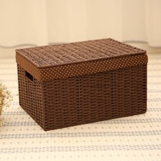 북유럽 소품 바구니 바스켓, 대형 41 × 30 × 28 cm, 브라운 (웨이브 라이닝)