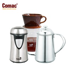 Comac 코맥 자기커피드립세트 600ml+전동커피 그라인더 ME1+드립주전자 700m (바리스타) (DN4+ME1+K1)