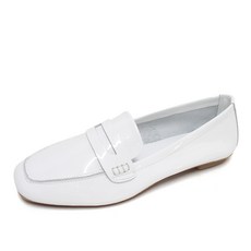 흐꺙 헤마 여성 로퍼 모카신 유광 가죽 단화 구두 블랑 TT-07816-BLANC