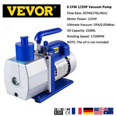 진공펌프 VEVOR 이중 단계 자동차 수리 배출용 5PA 6 9 1012 CFM 1 HP, 1) 6 CFM 12 HP