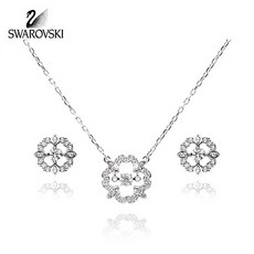 [스와로브스키 SWAROVSKI] 5397867 SPARKLING DANCE FLOWER 로듐 플래팅 목걸이 귀걸이 세트