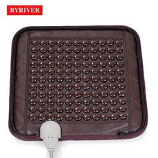 BYRIVER 45*45 CM 진짜 전기석 난방 매트리스 2 IN 1 좌석 발 온열 장치 한국 Gerrmanium 매트 열 마사지, 01 110V