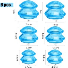 부항 부황 실리콘 세트 흡입 컵 진공 흡입 항아리 치료 슬리밍 바디 페이스 마사지 안티, 블루 세트 - 6pcs, 02 Blue set-6pcs