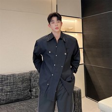남자 셔츠 가을 긴팔 남방 스트릿 힙합 캐주얼 디자인 공용 룩 보세 간절기