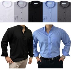 5칼라 차이나카라 남자 고급 일자핏 노카라 빅사이즈 와이셔츠 메노모소 구김적은셔츠